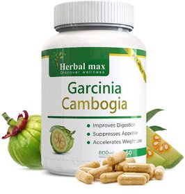 Herbal max Garcinia Cambogia 70 HCA Natural Fat Burner - 800mg 60 Veg Capsules