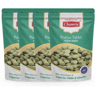                       Chamria Podina Tablet Ayurvedic Mouth Freshener 120 Gm Pouch Pack of 4                                              