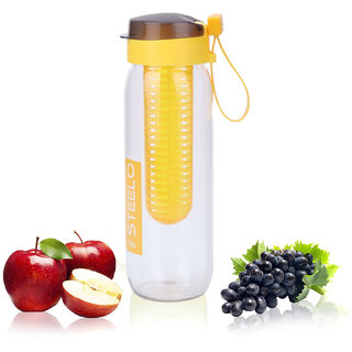                       Steelo Fancy Sante Lemon,Fruit Infuse Plastic Flip top Water Bottle with BPA-Free Lid 750ml,Pack of 1,(Yellow,Colour M                                              