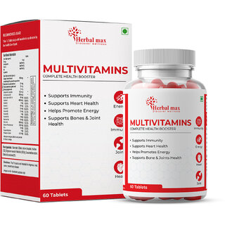 Herbal Max Multivitamins Immunity Boosters for Energy, Heart, Bones Joint Health (60 Tablets) Herbal Max Multivitamins Immunity Boosters for Energy, Heart, Bones Joint Health (60 Tablets)