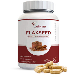Herbal Max Flaxseed Capsules Boosting Hair, Skin, Weight Loss, Immunity, Joint Health - 800mg (60 Capsules) Herbal Max Flaxseed Capsules Boosting Hair, Skin, Weight Loss, Immunity, Joint Health - 800mg (60 Capsules)