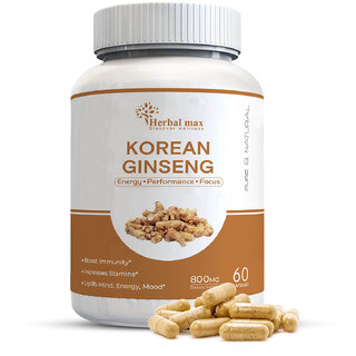Herbal max Korean Ginseng Boost Energy, Enhance Performance, and Improve Focus - 60 Capsules Herbal max Korean Ginseng Boost Energy, Enhance Performance, and Improve Focus - 60 Capsules