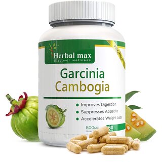                       Herbal max Garcinia Cambogia 70 HCA Natural Fat Burner - 800mg 60 Veg Capsules                                              