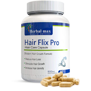                       Herbal max HairFlix Pro Reduce Hair Loss, Boost Density for Men  Women- 60 Capsules                                              