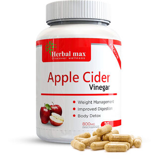                       Herbal max Apple Cider Vinegar Capsule Weight Loss Support for Men  Women - 800mg (30 Cap                                              