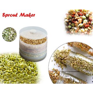                       Mannat Plastic Hygienic Sprout Maker Box with 4 Container Organic Home Making Fresh Sprouts Beans(Multi,3 Bean Bowl)                                              