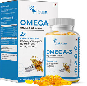 Herbal Max Fish Oil Optimal Fish oil for Brain, Heart, and Eye Health (60 Capsules)