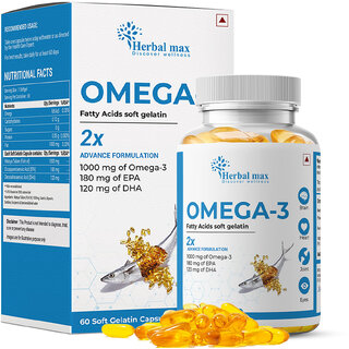                       Herbal Max Fish Oil Optimal Fish oil for Brain, Heart, and Eye Health (60 Capsules)                                              