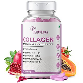                       Herbal Max Collagen Boost Radiance for Youthful Skin, Hair, Joints  Nails  Plant-Based, 800mg (60 Tablets)                                              