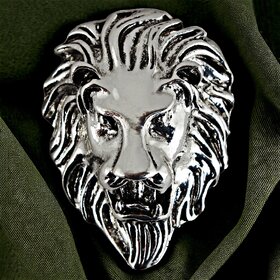 LUCKY JEWELLERY Designer Antique Silver Oxidised Plating Lion Face Shaped Brooch/Lapel Pin for Men  Women