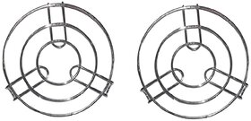 Mannat Stainless Steel Hot Pan Grid  Holder , Hot Vessel Stand , Kitchen Rack , Round (8x8x1 inches),(Pack of 2,Silver)