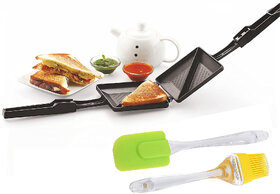 Mannat Non Stick Manual Gas Toaster Sandwich Maker for Sandwich with Silicon Spatula and Cooking Oil Brush Set(3pcs)