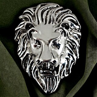                       LUCKY JEWELLERY Designer Antique Silver Oxidised Plating Lion Face Shaped Brooch/Lapel Pin for Men  Women                                              