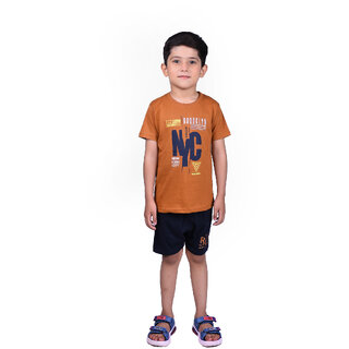                       Kid Kupboard Cotton Boys T-Shirt, Orange, Half-Sleeves, 6-7 Years KIDS6232                                              