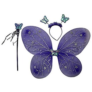                       Kaku Fancy Dresses Purple Butterfly Wings - Purple, Free-Size, For Girls                                              