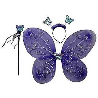 Kaku Fancy Dresses Purple Butterfly Wings - Purple, Free-Size, For Girls