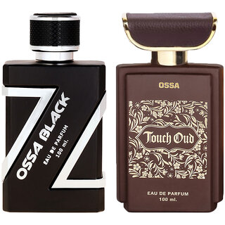                      Ossa Black EDP For Men 100ml And Ossa Touch Oud EDP Unisex Perfume 100ml Long Lasting Fragrance (Pack of 2)                                              