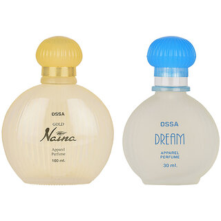 Ossa Gold Naina EDP 100ml And Dream Collection EDP 30ml Long Lasting Fragrance Unisex Perfume (Pack of 2) Ossa Gold Naina EDP 100ml And Dream Collection EDP 30ml Long Lasting Fragrance Unisex Perfume (Pack of 2)
