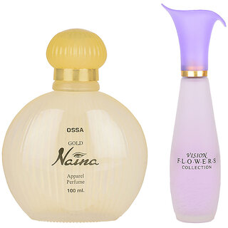                       Ossa Vision Flowers EDP Perfume For Women 35ml And Gold Naina EDP Unisex Perfume 100ml Long Lasting Fragrance(Pack of 2)                                              