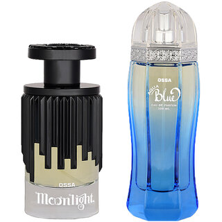                       Ossa Moonlight EDP 100ml Unisex Perfume And Aqua Blue EDP 100ml Perfume For Men Long Lasting Fragrance (Pack of 2)                                              