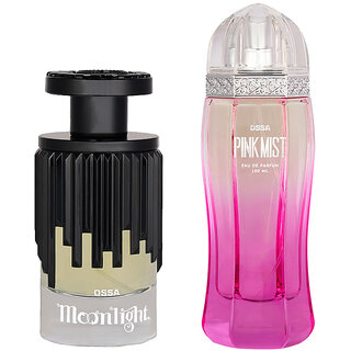                       Ossa Moonlight EDP 100ml Unisex Perfume And Pink Mist EDP 100ml Perfume For Women Long Lasting Fragrance (Pack of 2)                                              