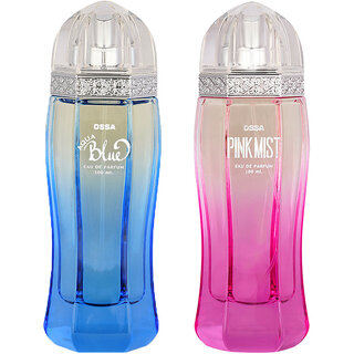                       Ossa Aqua Blue EDP For Men And Pink Mist EDP For Women 100ml Perfume Long Lasting Fragrance (Pack of 2)                                              