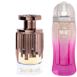                       Ossa So Nice EDP 100ml Perfume For Women And Pink Mist EDP 100ml Perfume For Women Long Lasting Fragrance (Pack of 2)                                              