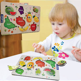 Mannat Fruits Wooden Puzzle Toys for Kids 3+ Jigsaw Puzzles for Baby Learning Toys Educational Toys for Board Game