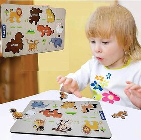 Mannat Animal Wooden Puzzle Toys for Kids 3+ Jigsaw Puzzles for Baby Learning Toys Educational Toys for Board Game