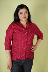Party wear top for girls (maroon)