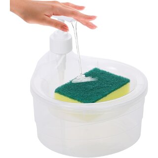                       Mannat Double Layer 2 in 1 Liquid soap Dispenser with Pump and Sponge,Kitchen Soap Dispenser,Dishwashing Sponge (set 1)                                              