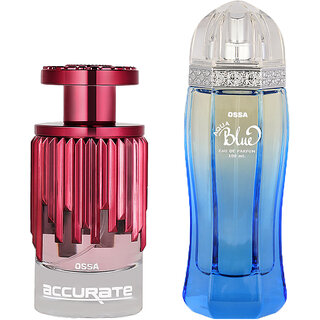                       Ossa Accurate EDP 100ml Perfume for Women And Aqua Blue EDP 100ml Perfume For Men Long Lasting Fragrance (Pack of 2)                                              