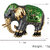 LUCKY JEWELLERY Designer Gold Plating Elephant Design Green Meenakari Enamel Brooch Saree Pin For Men  Women