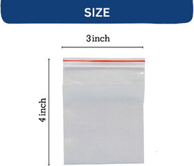 Neelu Zip Lock Pouch Multi-Purpose Re-Usable Transparent To Carry Small Items Like Jewellery,Buttons (3x4 inch,300pcs
