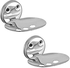 INDOROX Stainless Steel Soap Dish Soap Stand Case  Soap Holder Dish for Bathroom (Set of 2) (Round)