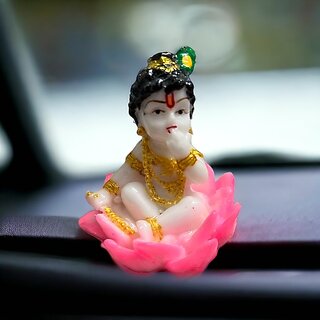                       Bal Gopal Ladu Gopal Bal Krishna Idol on Choki for Gift Showpiece for Home Dcor Mandir Office Desk                                              