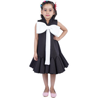                       Bow neck Black Dress for Girl kids                                              