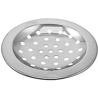                       Micro Stainless Steel Bathroom Jali/Trap Floor Drain Strainer with Chrome Polished (Plain) (4 Inches)                                              