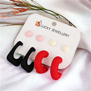 LUCKY JEWELLERY 4 Pairs Combo Set Of Earring for Women Girls (190-CHEX-1016-4) LUCKY JEWELLERY 4 Pairs Combo Set Of Earring for Women Girls (190-CHEX-1016-4)
