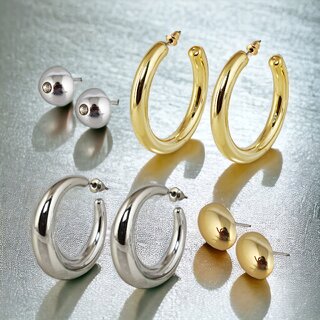                      LUCKY JEWELLERY 4 Pairs Combo Set Of Earring for Women  Girls (225-CHEX-1019-4)                                              