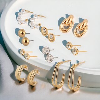 LUCKY JEWELLERY 9 Pairs Combo Set Of Earrings Women Girls (225-CHEX-1155-9) LUCKY JEWELLERY 9 Pairs Combo Set Of Earrings Women Girls (225-CHEX-1155-9)