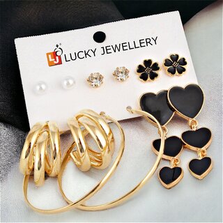                       LUCKY JEWELLERY 6 Pairs Combo Set Of Earring for Women  Girls (270-CHEX-1184-6)                                              