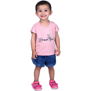                       Kid Kupboard Cotton Baby Girls T-Shirt and Short Set, Multicolor, Half-Sleeves, 3-4 Years KIDS6245                                              