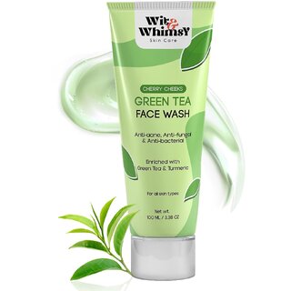                       Wit and Whimsy Green Tea Anti-acne, Antifungal  Anti-bacterial Face Wash (100 ml)                                              