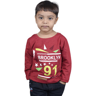                       Kid Kupboard Cotton Baby Boys T-Shirt, Red, Full-Sleeves, 3-4 Years KIDS6254                                              