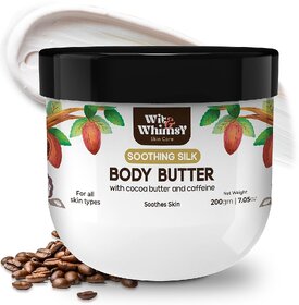 Wit and Whimsy Soothing Silk Body Butter Intense Moisturiser Enriched with Cocoa Butter  Caffeine- 200GM