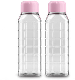 Mannat Chess 500 ml small BPA Free Plastic Water Bottle set of 2 for Home,Office,Gym,Yoga,Travel(Transparent Pink Cap)