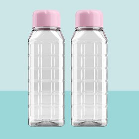 Mannat Chess 700 ml small BPA Free Plastic Water Bottle set of 2 for Home,Office,Gym,Yoga,Travel(Transparent  Pink Cap)