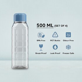 Mannat Chess 500 ml small BPA Free Plastic Water Bottle set of 1 for Home,Office,Gym,Yoga,Travel(Transparent  Blue Cap)