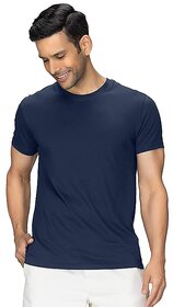 Code yellow Solid Round Neck NAVY T-Shirt